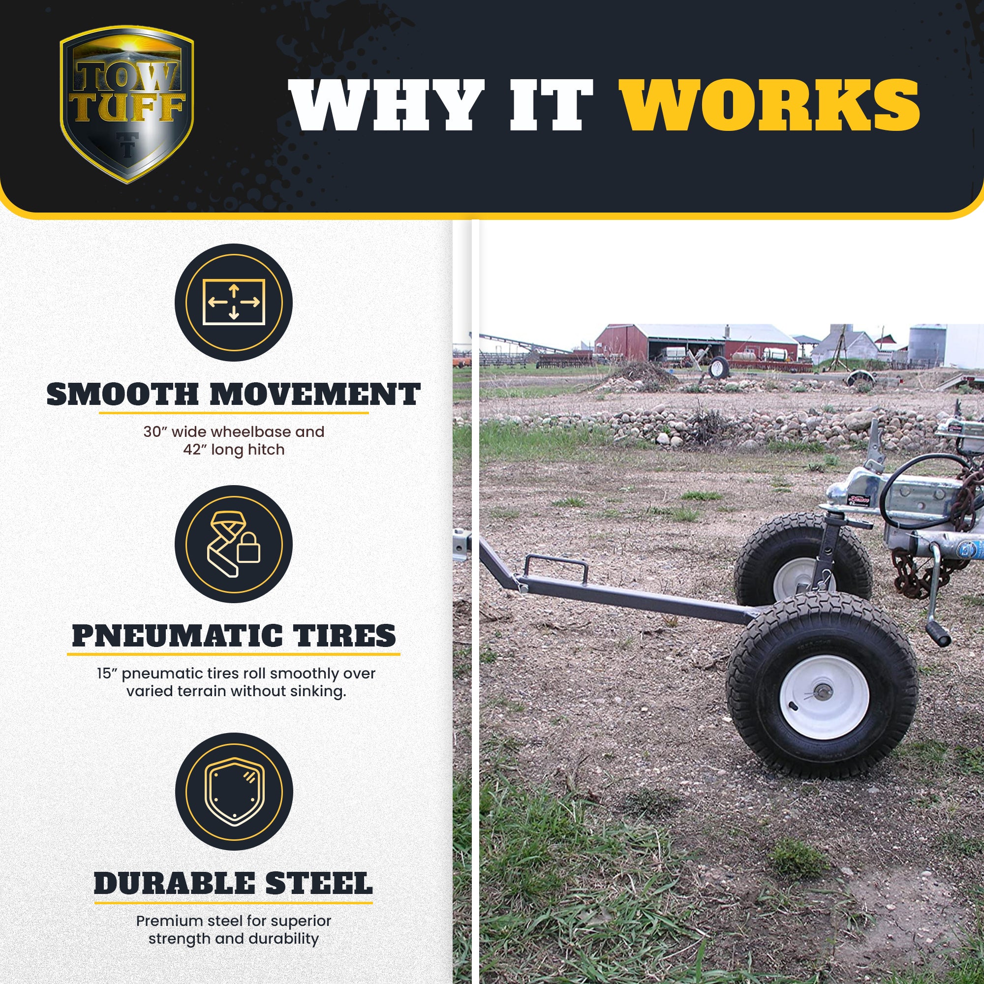 Tow Tuff TMD-800ATV Adjustable Solid Steel 800 Pound Capacity Trailer Dolly (Refurbished)