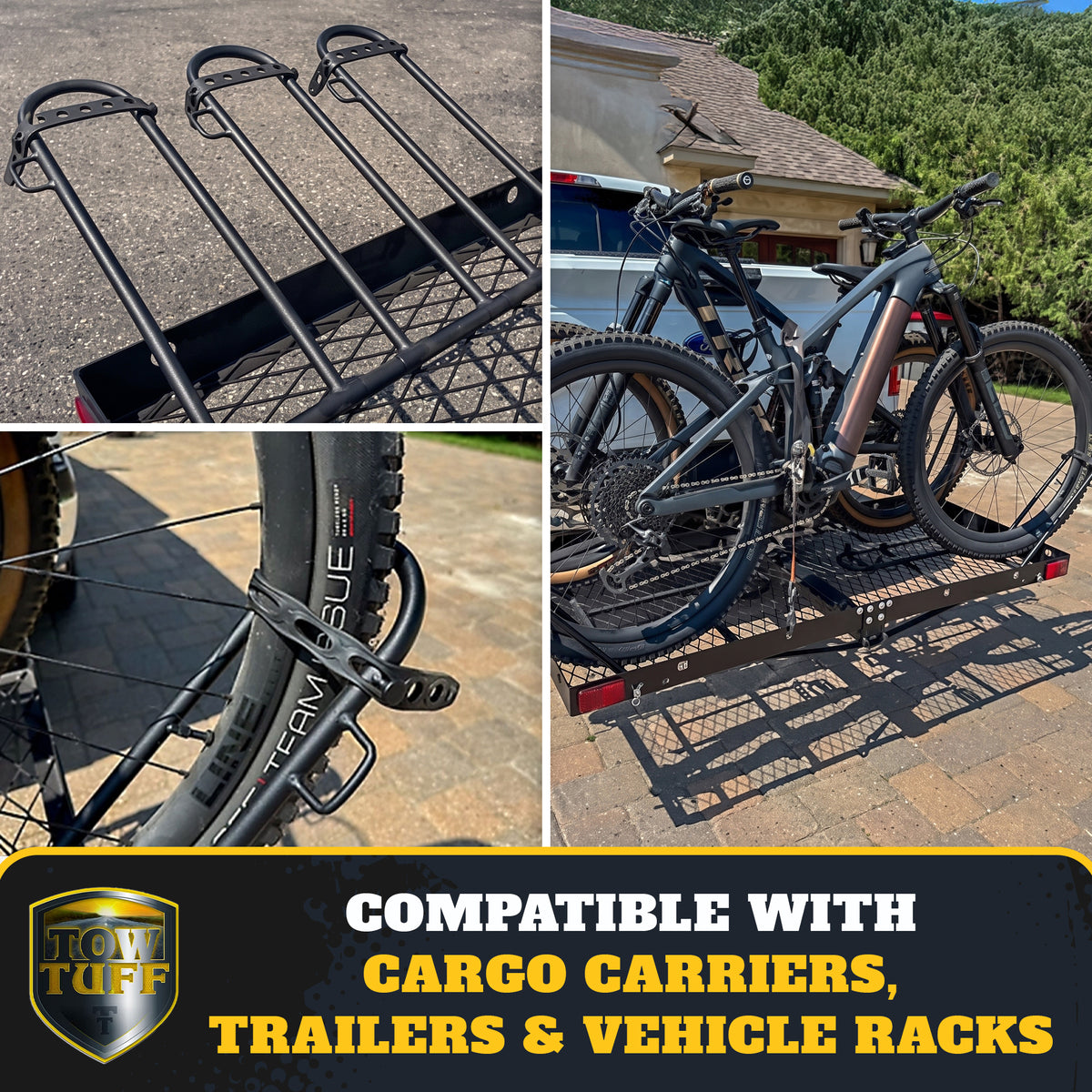 Tow Tuff Fat Tire Bike Cradle Kit for 3 Bikes with Adjustable Straps (Open Box)