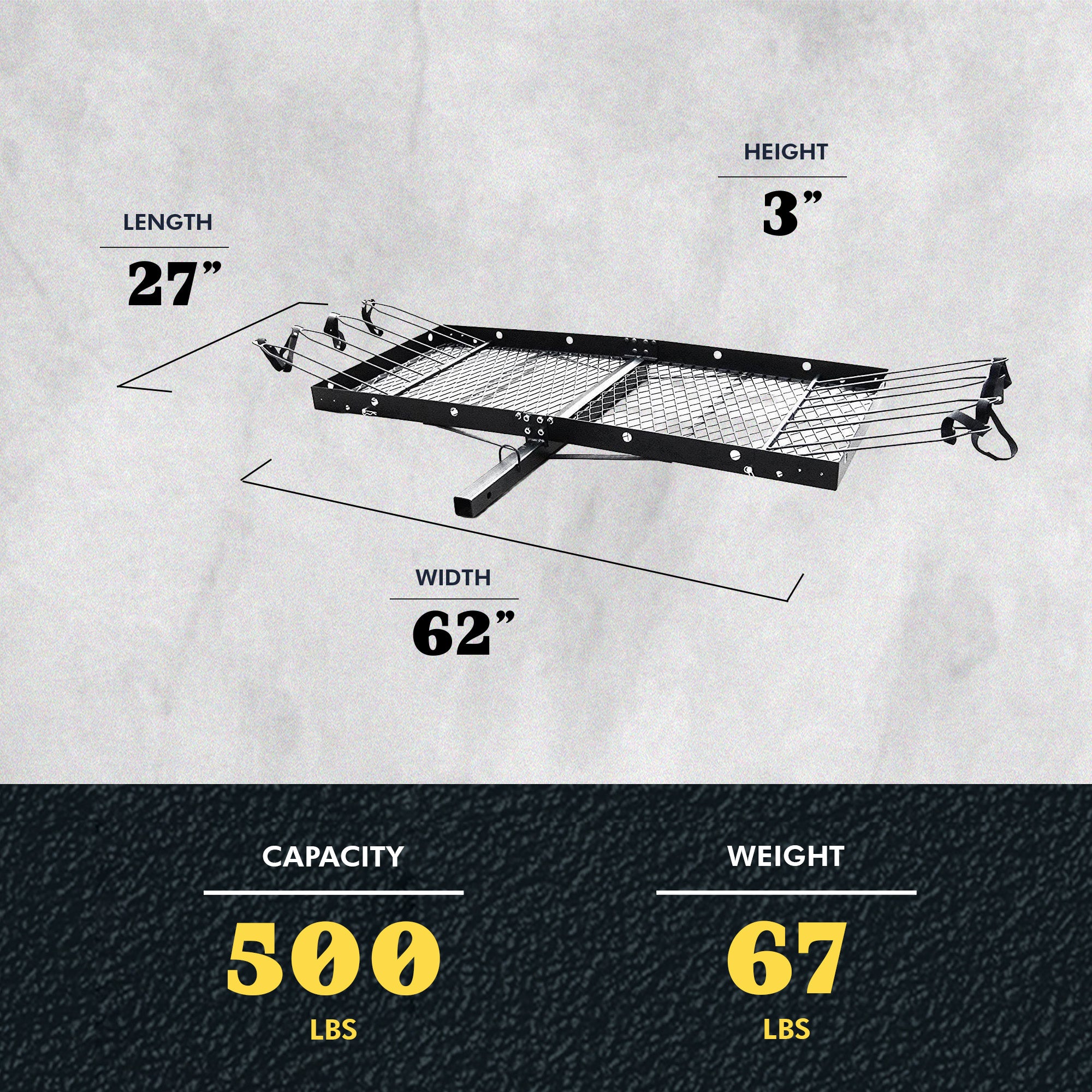 Tow Tuff 62-Inch Steel Cargo Carrier Trailer with Bike Rack (Open Box) - VMInnovations