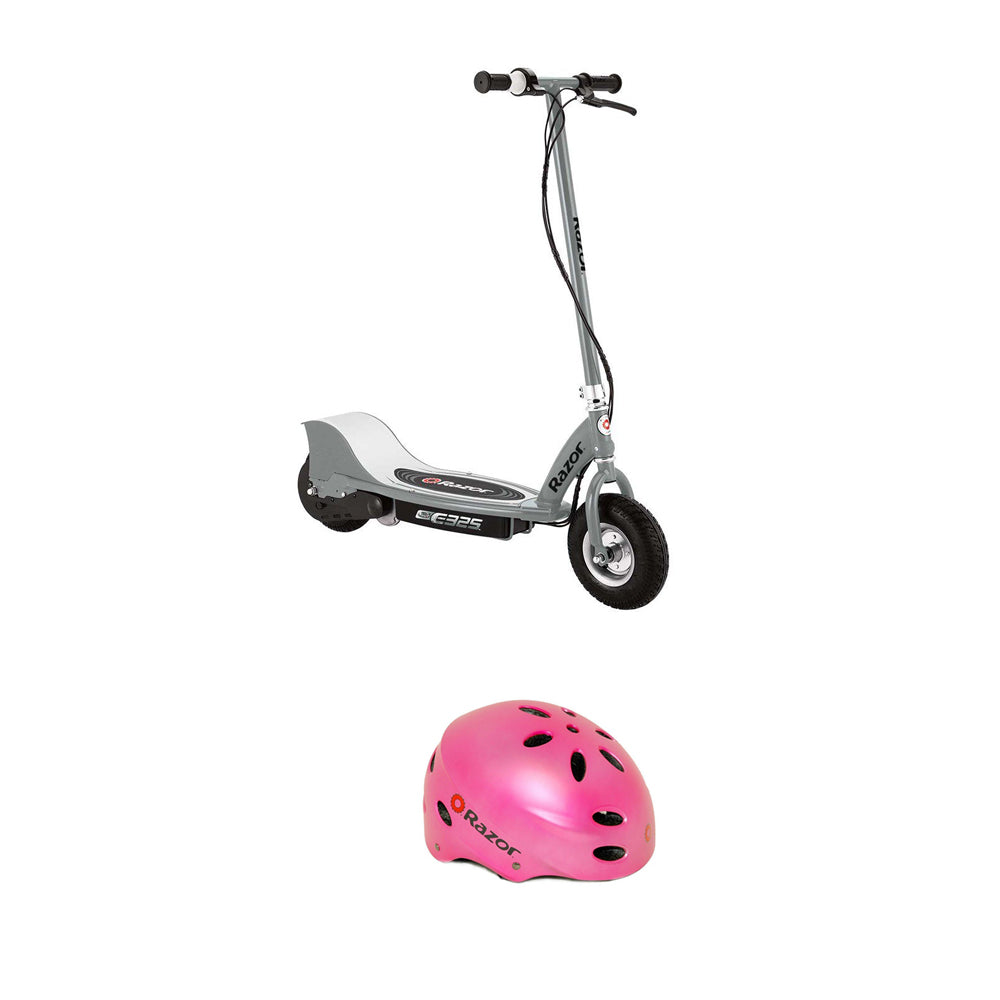 Razor E325 Electric Battery Ride On Kids Scooter and V17 Youth Sport Helmet