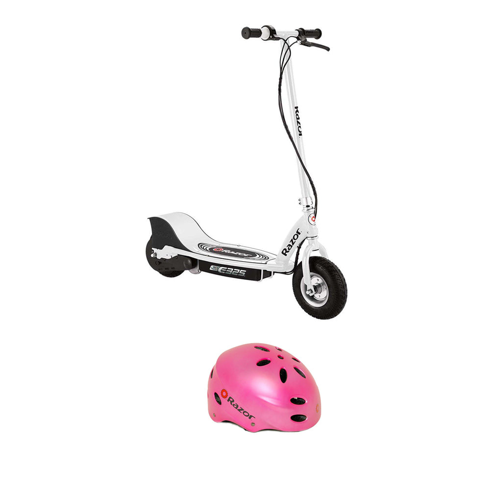 Razor E325 Electric Motorized Ride On Kids Scooter and V17 Youth Sport Helmet