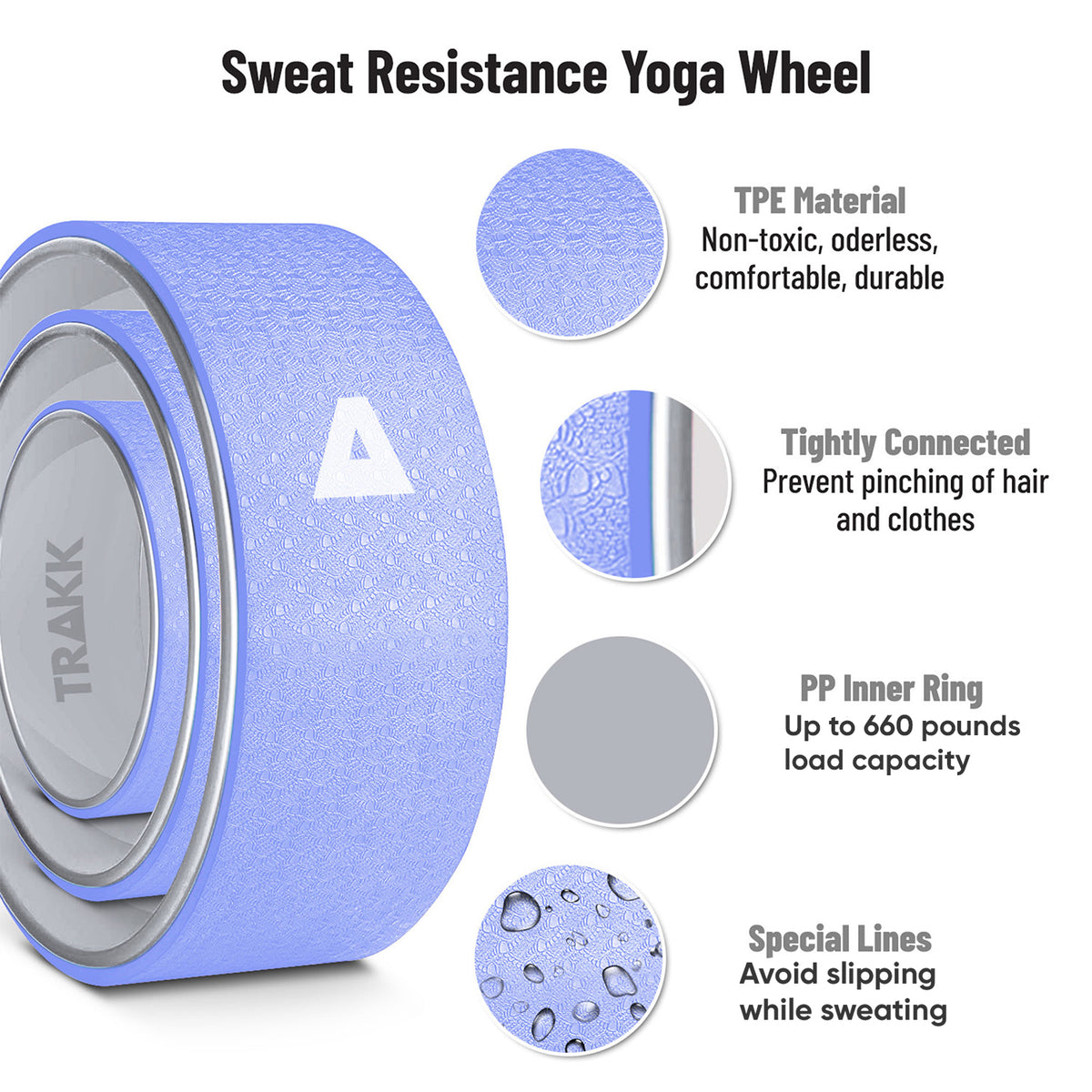 TRAKK 3 In 1 Back Stretch Foam Roller Yoga Wheel, Set of 3, Blue (Used)