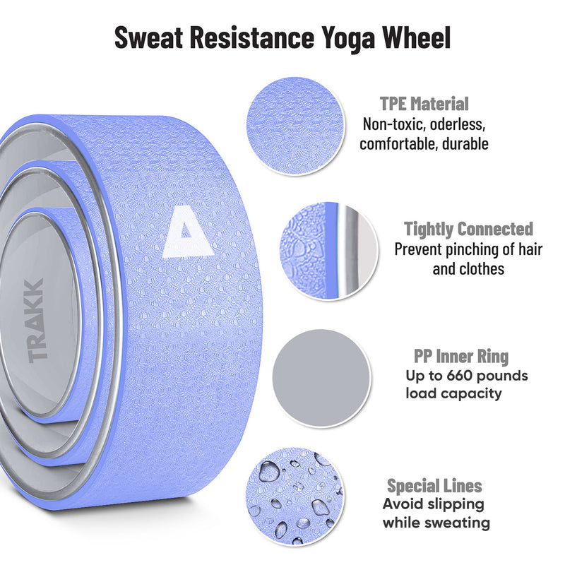 TRAKK Back Pain Relief Stretch Massage Foam Roller Yoga Wheel, 12 Inches, Silver