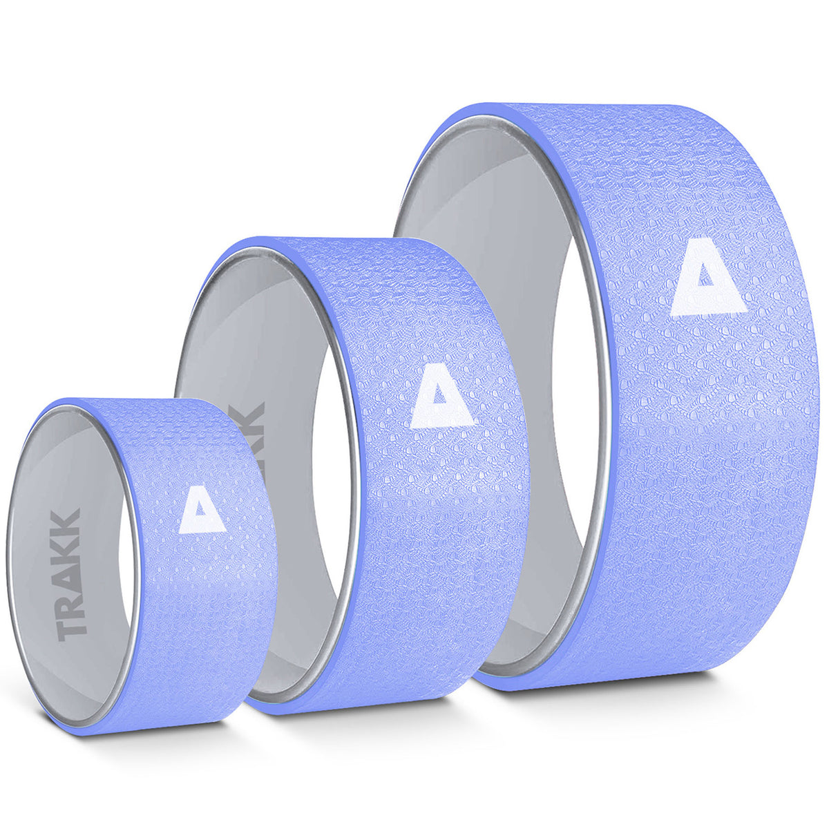 TRAKK Back Stretch Massage Foam Roller Yoga Wheel, Set of 3, Blue (Open Box)