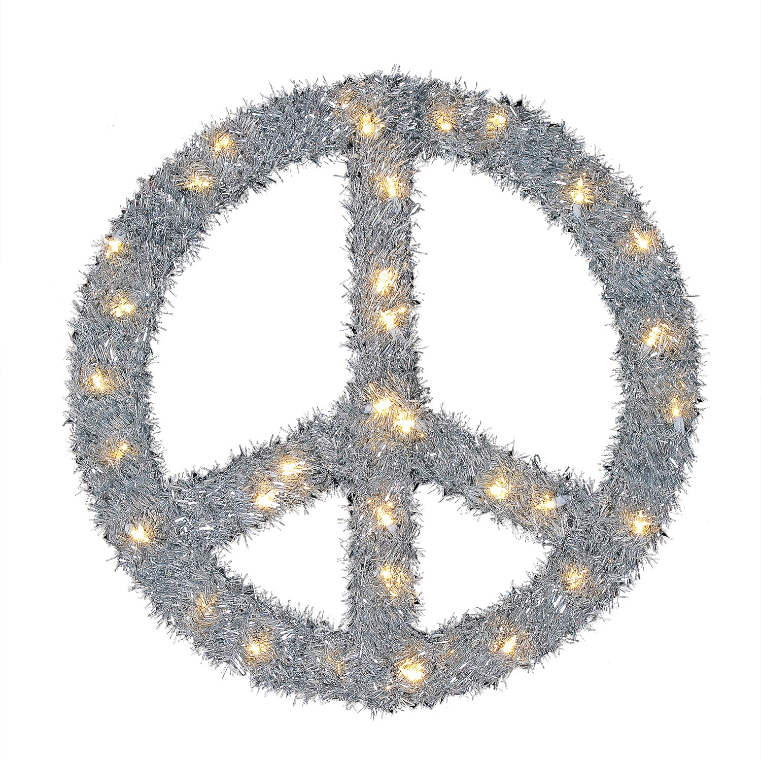 Home Heritage 22 Inch Pre Lit Artificial Holiday Peace Sign Wreath (Used)