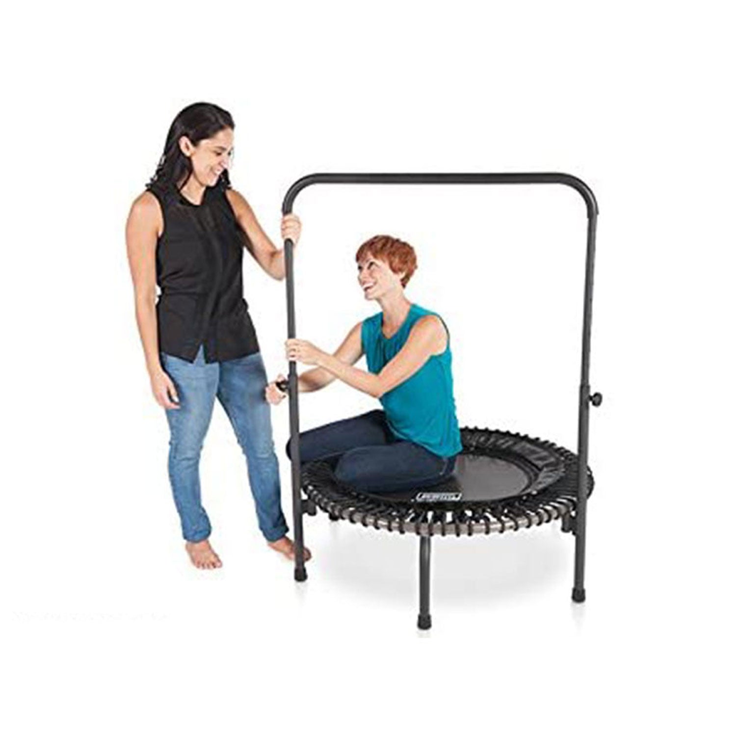 JumpSport 350 Indoor 39-Inch Mini Trampoline and Handle Bar Accessory, Black - VMInnovations