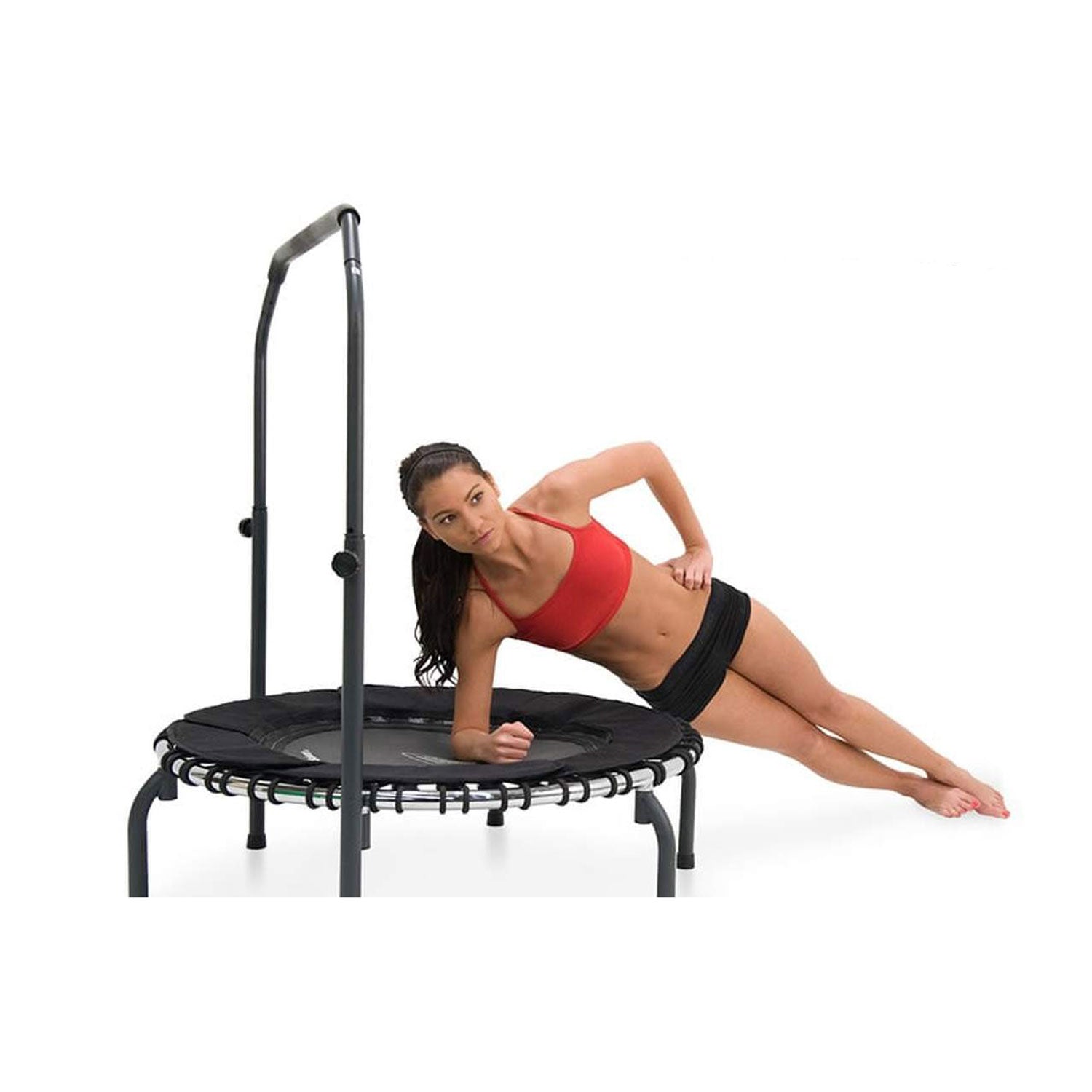 JumpSport 220 Fitness Rebounder Mini Trampoline & Handle Bar Accessory, Black - VMInnovations