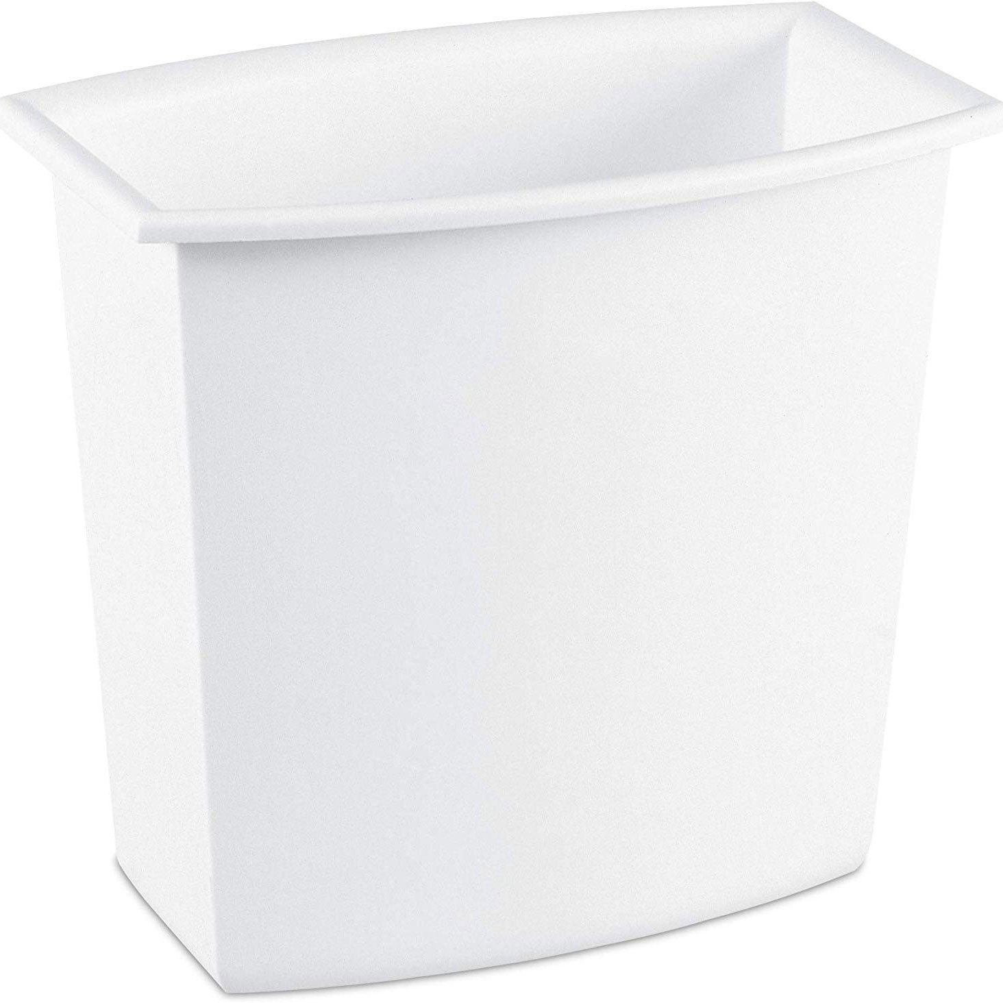 Sterilite 10220012 2-Gallon Rectangular Vanity Wastebasket, Black/White