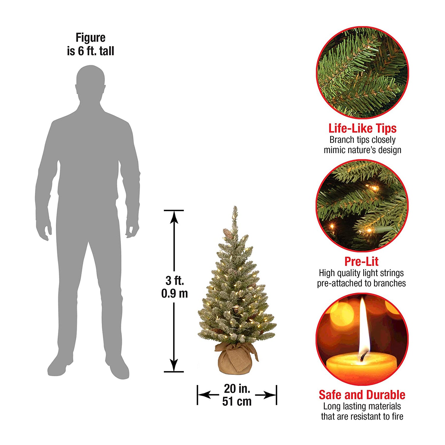 National Tree Company 3ft Snow Dusted Artificial Tree w/ LED Lights (Used) - VMInnovations