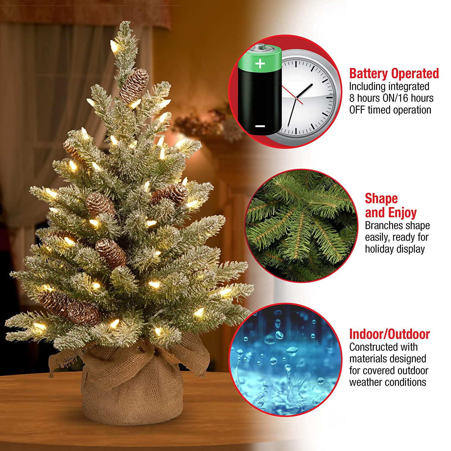 National Tree Company 2 Ft Artificial Prelit Christmas Tree with Cloth Bag Base