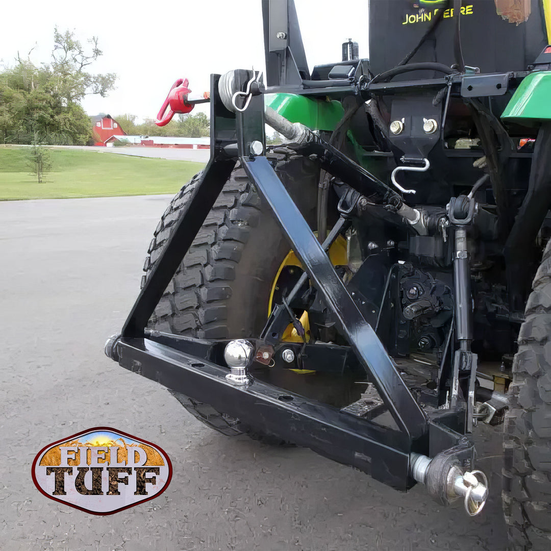 Field Tuff FTF-013PTH 3 Point Triangle Frame Lawn Tractor Trailer Hitch, Black - VMInnovations