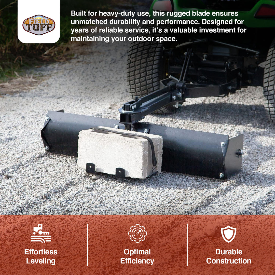 Field Tuff 38 Inch Sleeve Hitch Tow Behind Scraper for Garden and Yard, Black - VMInnovations