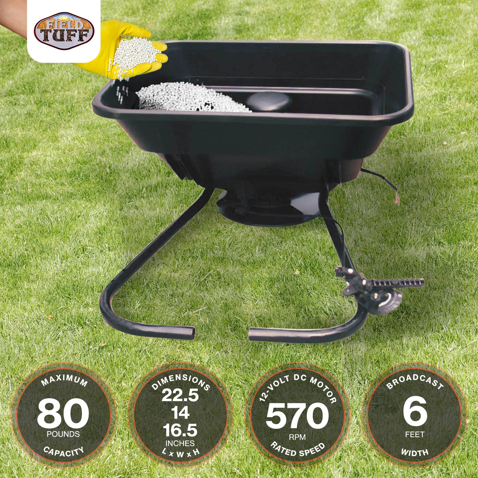 Field Tuff 12V ATV Load Capacity Broadcast Seed & Fertilizer Spreader (2 Pack)