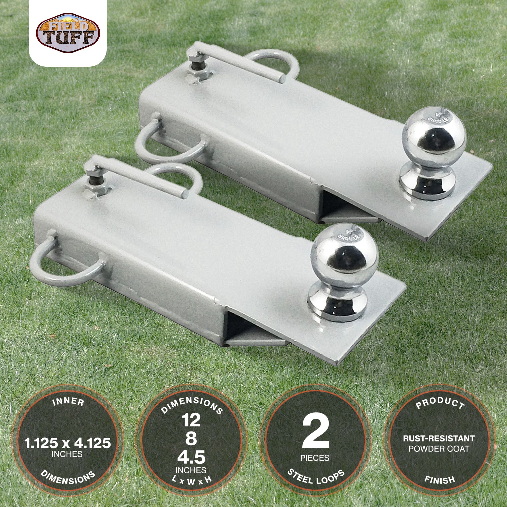 Field Tuff FTF-01FBMA 4in Ball Mount Hitch Adapter Fork Attachment (2 Pack) - VMInnovations