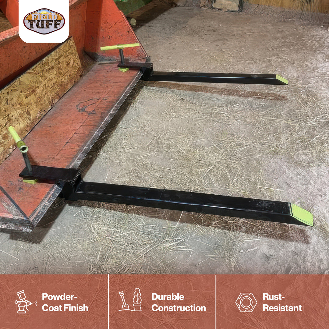 Field Tuff Heavy Duty Steel Tractor Bucket Forks, 2,600 Pound Capacity, 2 Pack - VMInnovations