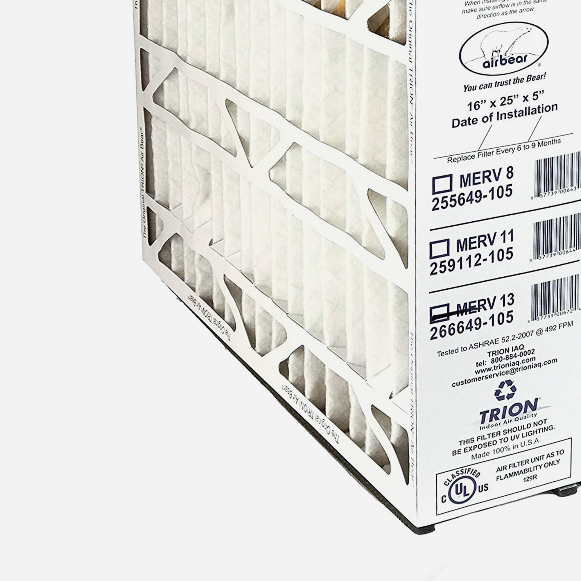 Trion Air Bear 16 x 25 x 5 Inch MERV 13 Air Purifier Filter (3 Pack) (Open Box) - VMInnovations