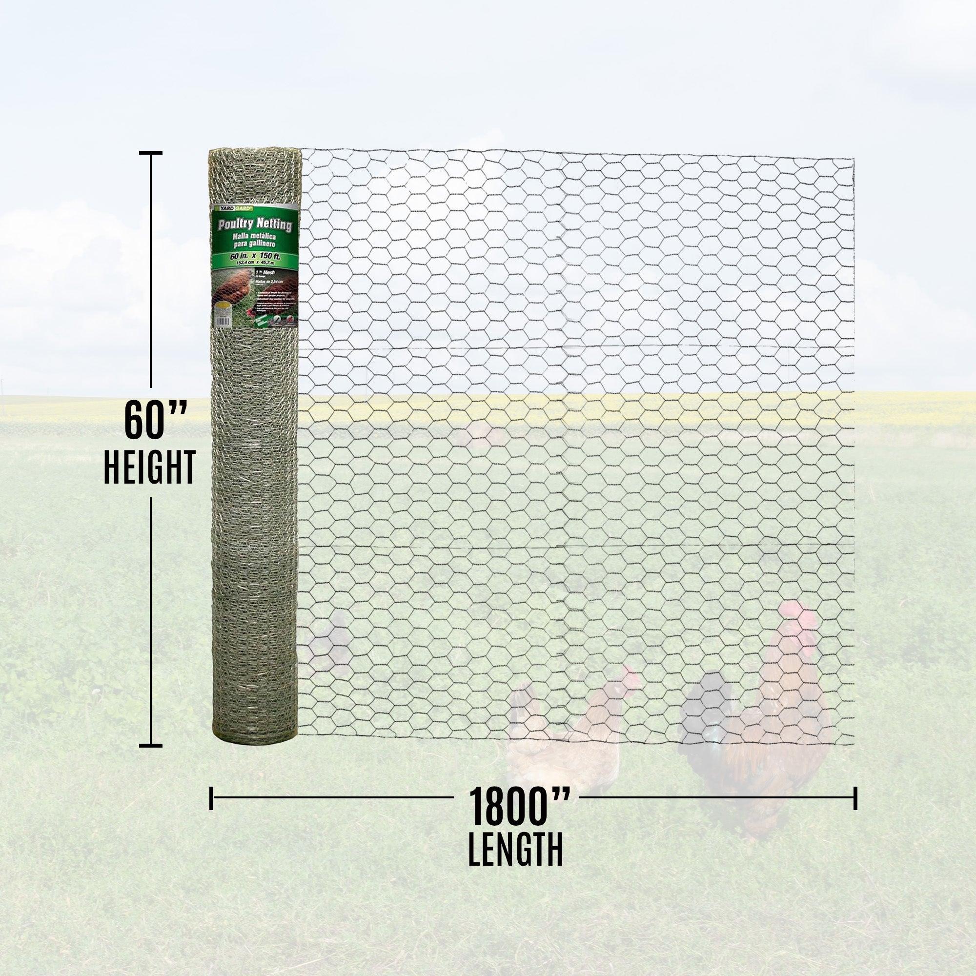 YARD GARD 150 Foot Galvanized Poultry Chicken Coop Wire Netting Mesh Fencing - VMInnovations