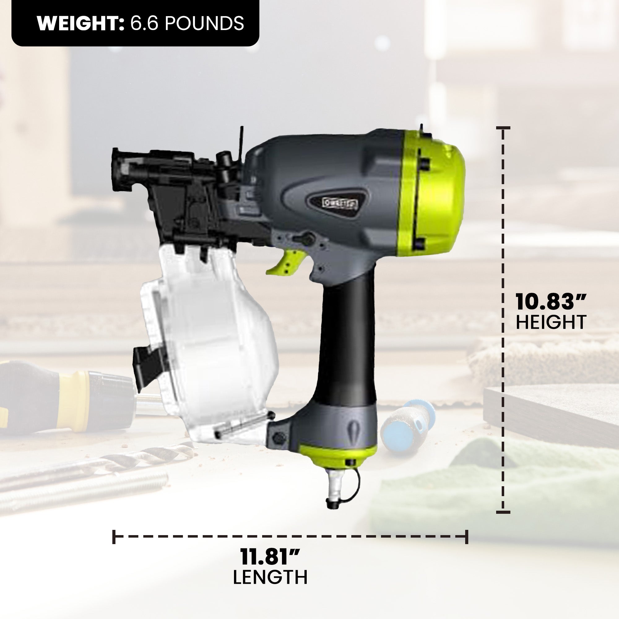 Master Mechanic Lightweight Pneumatic 15 Degree Coil Roofing Nailer, (Used) - VMInnovations