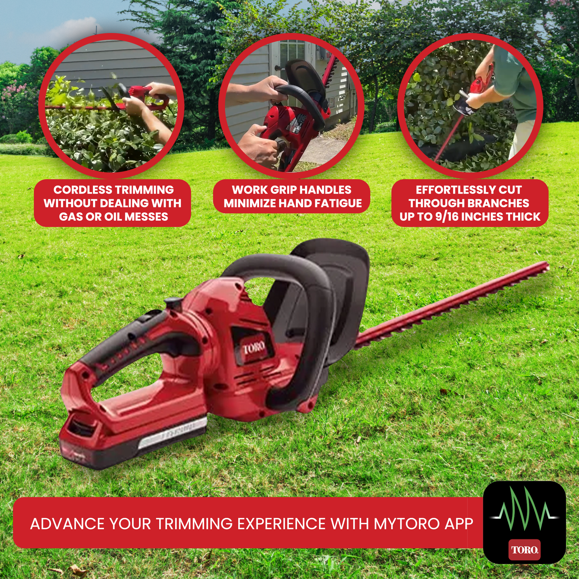 Toro 20V Max 22" (56 cm) Cordless Hardened Steel Hedge Trimmer (Open Box) - VMInnovations