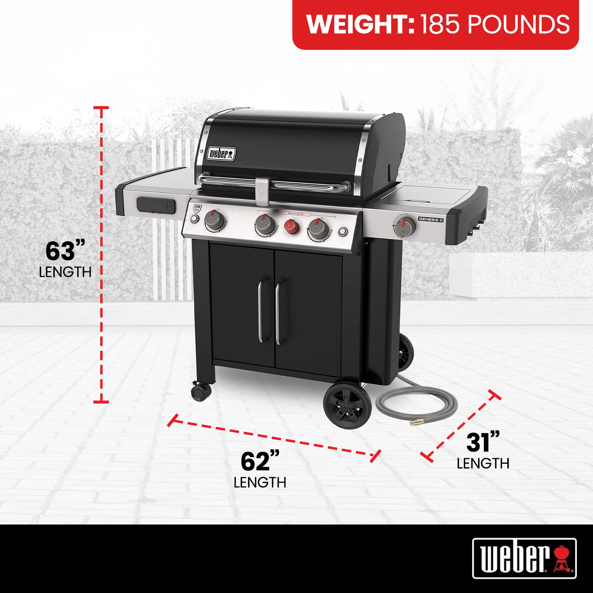 Weber Genesis EX-335 Outdoor Stainless Steel 3 Burner Natural Gas Grill, Black - VMInnovations