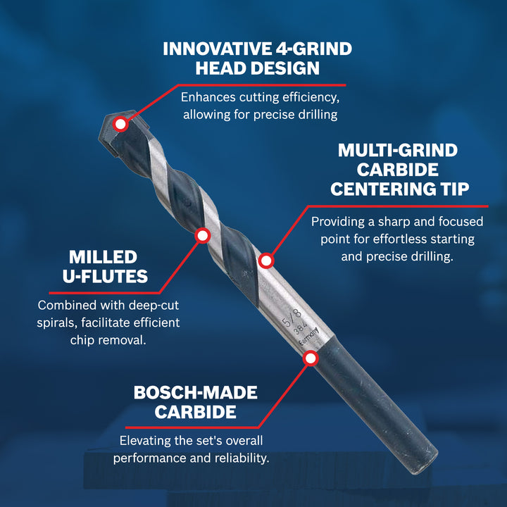 Bosch 1 x 6 Inches BlueGranite Turbo Diamond Ground Carbide Hammer Drill Bit - VMInnovations