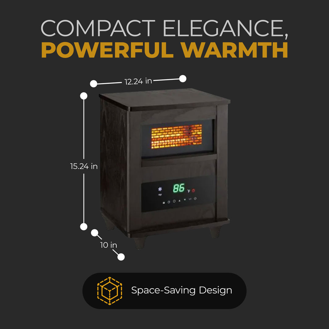 Comfort Zone Wood Cabinet Infrared High Power Quartz Heater and Remote, Espresso - VMInnovations