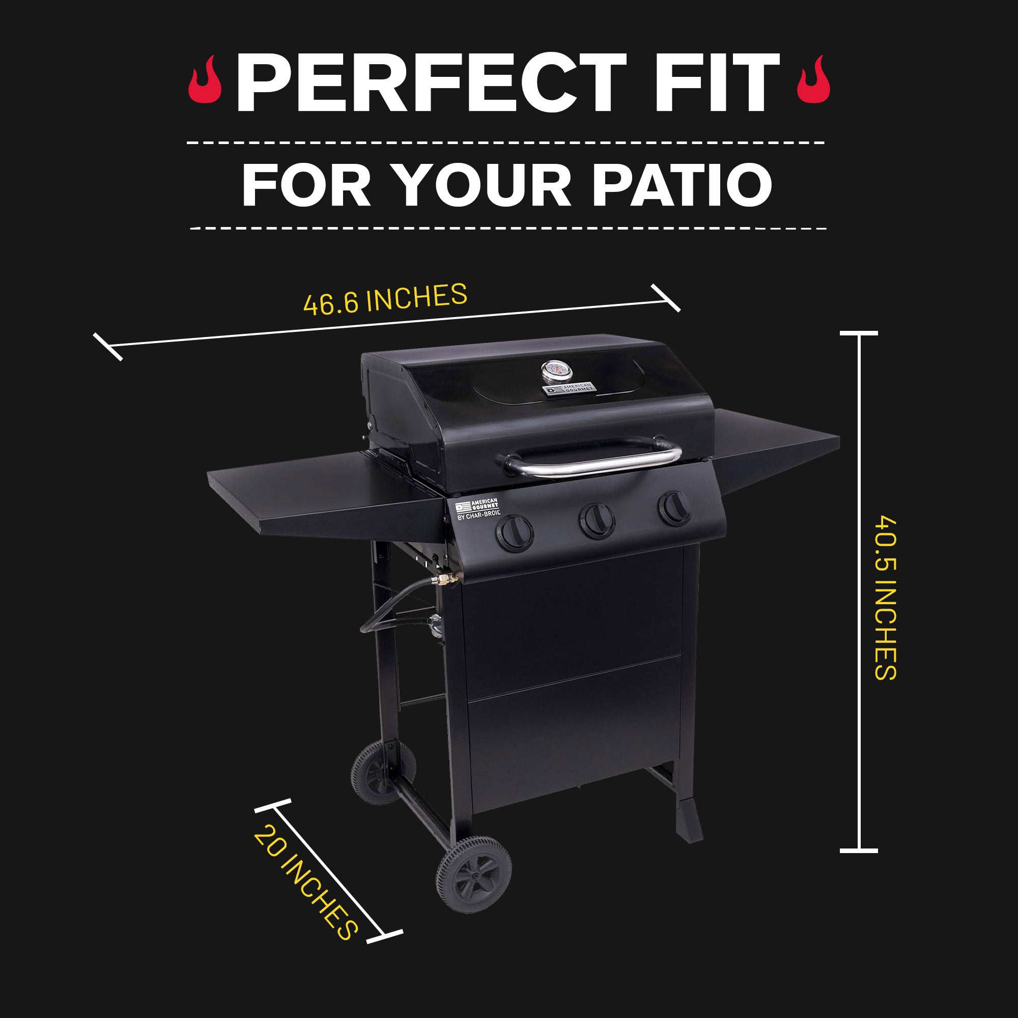 Char-Broil American Gourmet 3 Burner Cart Style Liquid Propane Gas Grill, Black - VMInnovations