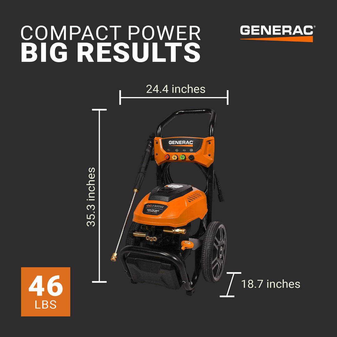 Generac 2300 PSI Electric Pressure Washer w/Auto Stop Switch & Detergent Tank - VMInnovations