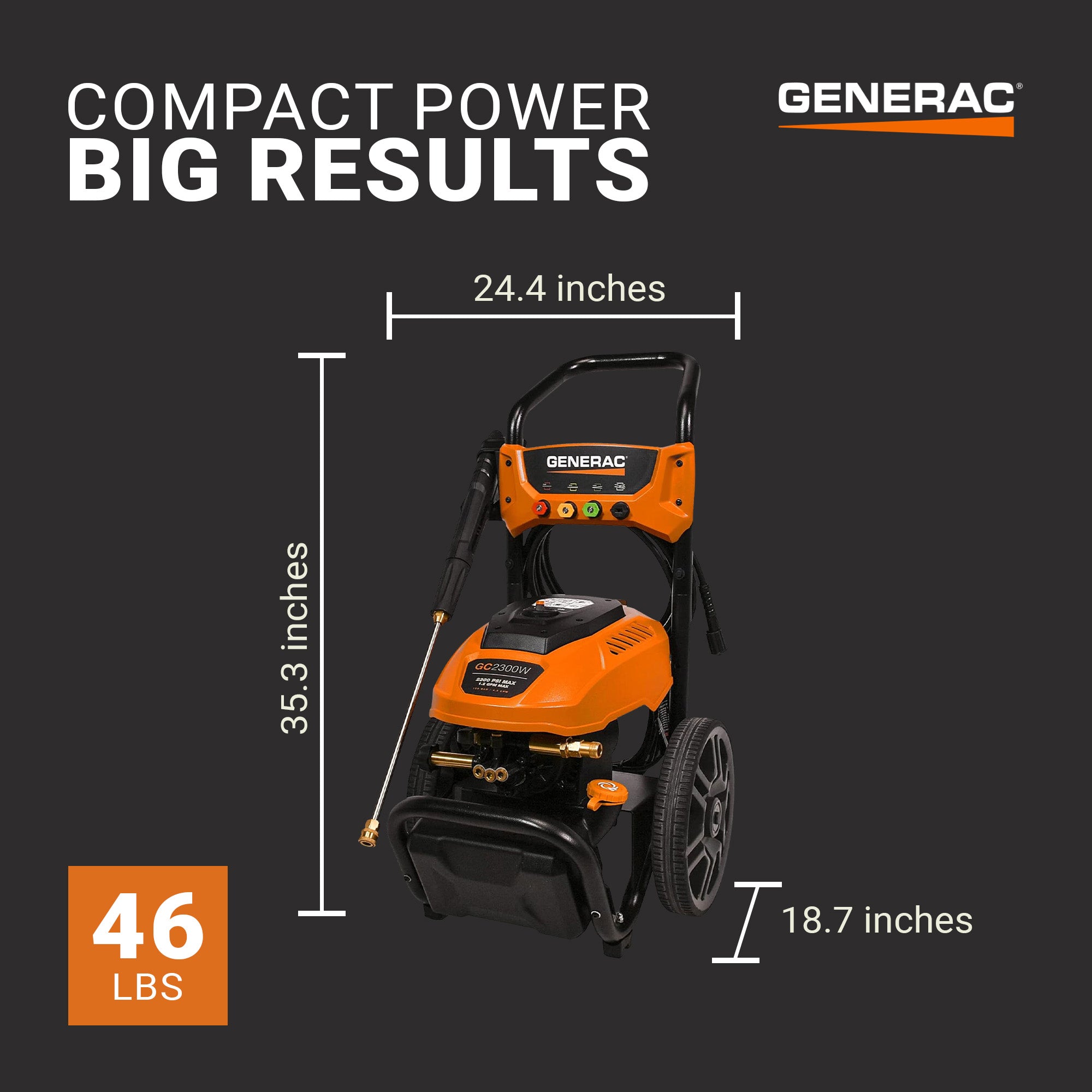 Generac 2300 PSI Electric Pressure Washer w/Auto Stop Switch & Detergent Tank - VMInnovations