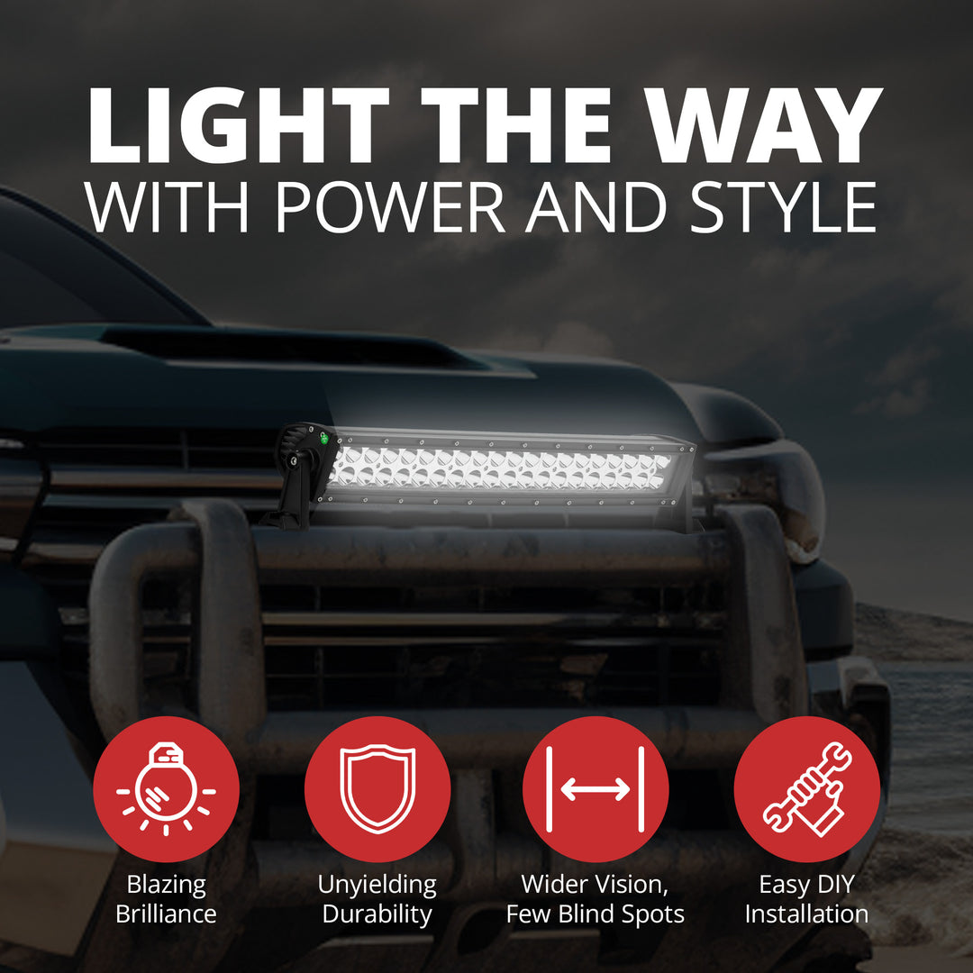 Pilot Automotive 21.5 Inch Waterproof Dual Row Light Bar with Aluminum Housing - VMInnovations