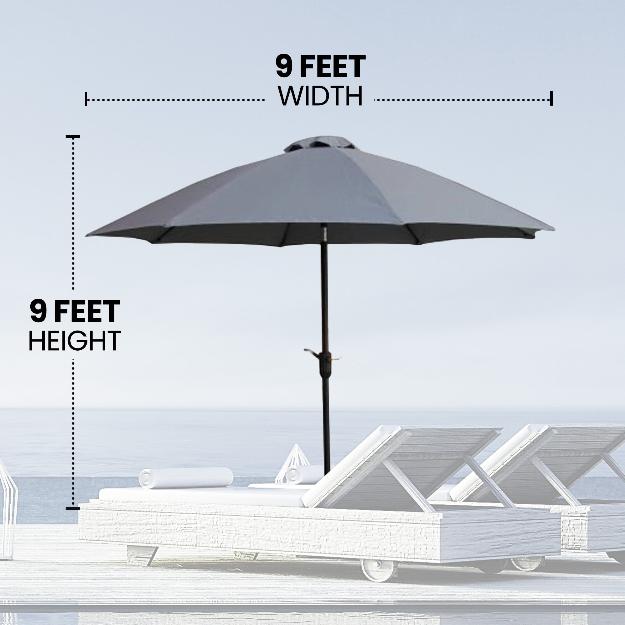 Four Seasons Courtyard 9ft Crank Lift Auto Tilt System Patio Umbrella,Gray(Used) - VMInnovations