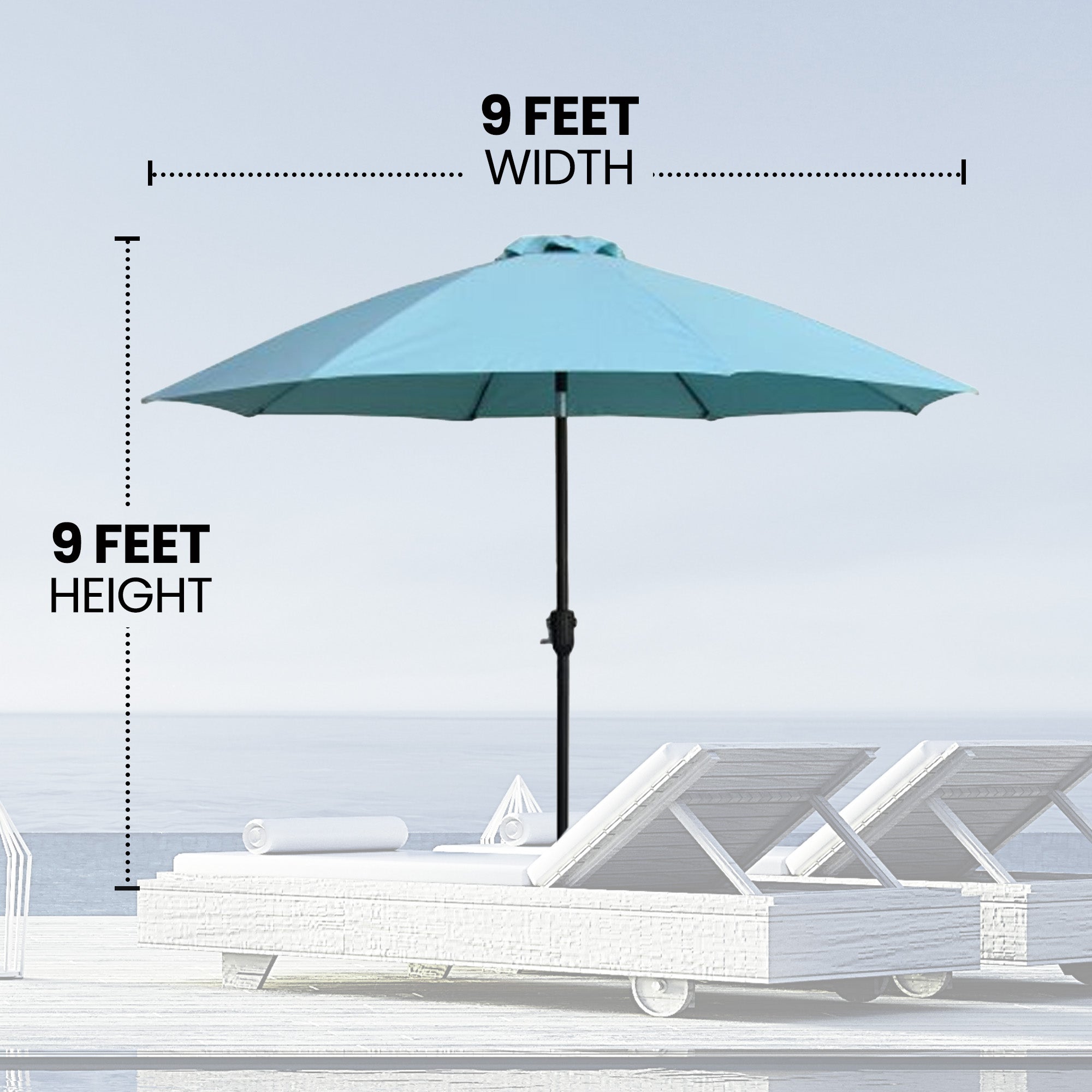 Four Seasons Courtyard 9 Foot Crank Lift Auto Tilt System Patio Umbrella, Green - VMInnovations