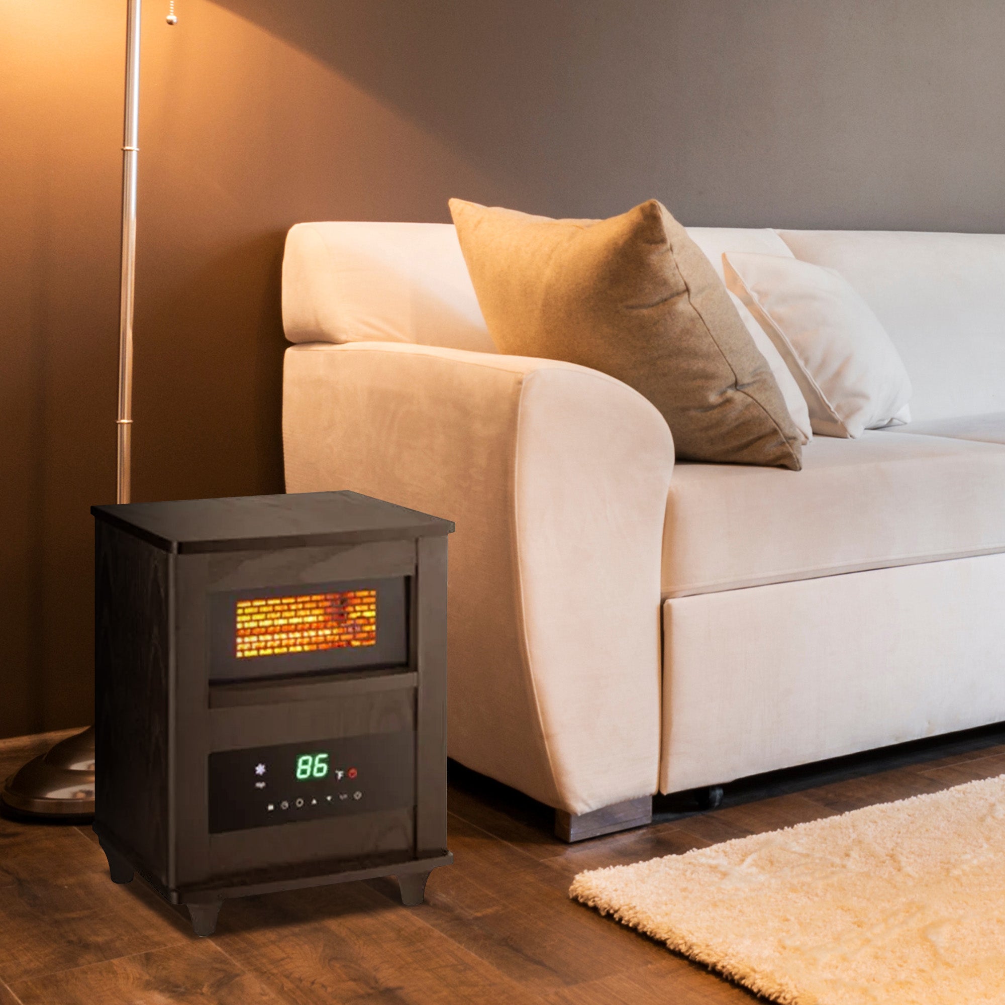 Comfort Zone Wood Cabinet Infrared High Power Quartz Heater and Remote, Espresso - VMInnovations