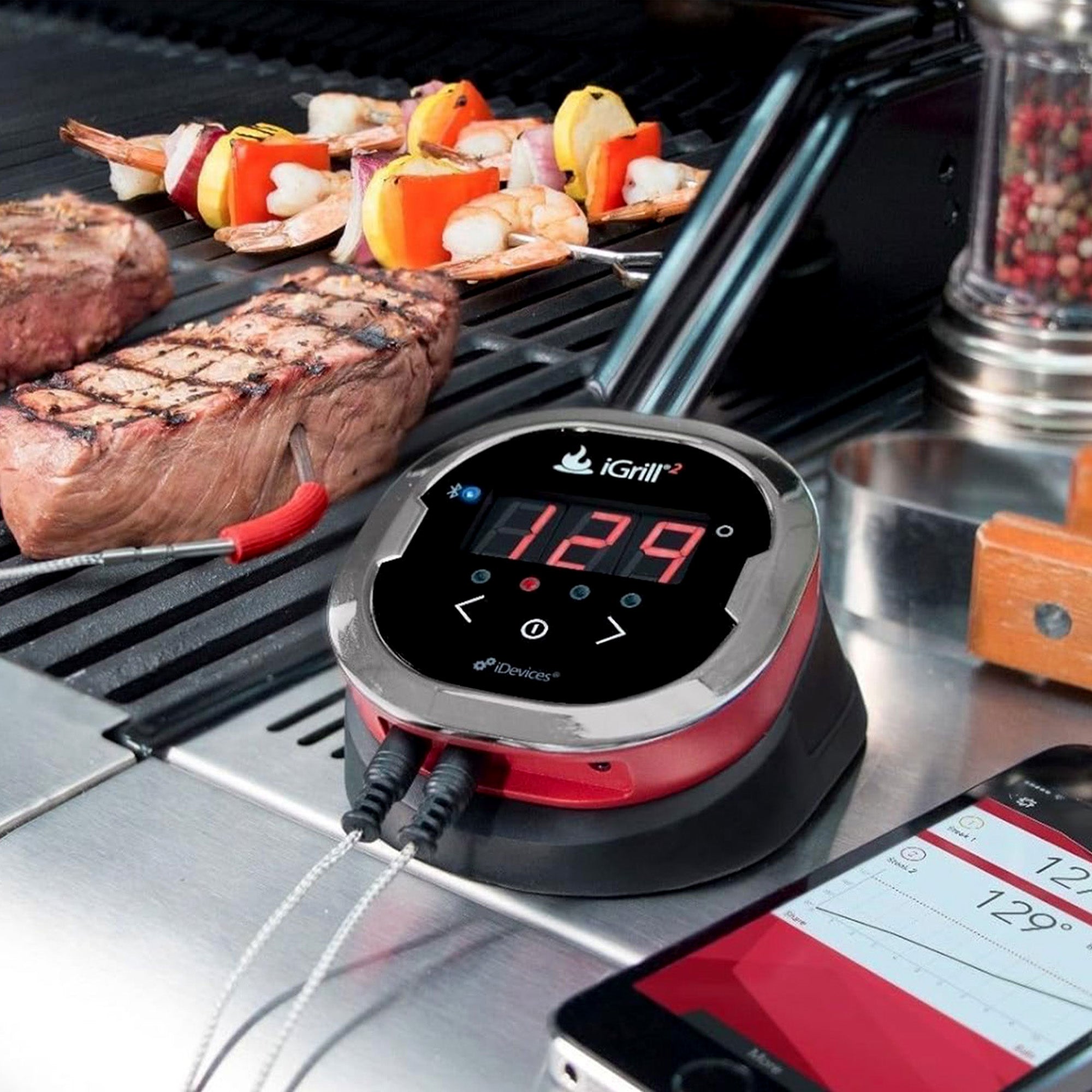 iDevices iGrill 2 Bluetooth Smart Meat Thermometer with Color Coded Meat Probes - VMInnovations