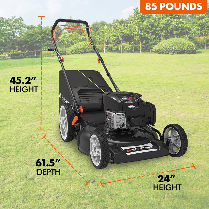 Yard Force Self Propelled 3-in-1 Gas Powered Push Lawn Mower with 22" Steel Deck