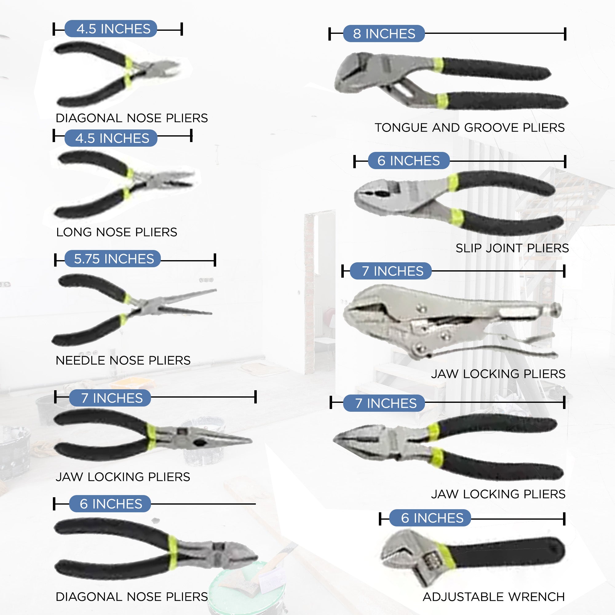 Master Mechanic 10 Piece Carbon Steel Pliers and Wrench Tool Set, JK2019002 - VMInnovations