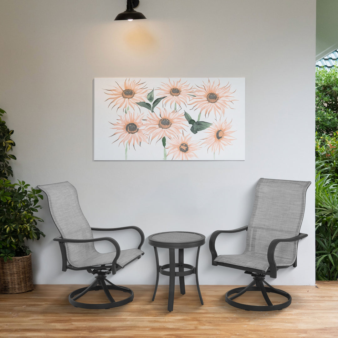 Four Seasons Courtyard Palermo 3 Piece Aluminum Bistro Set with Swivel Rockers - VMInnovations