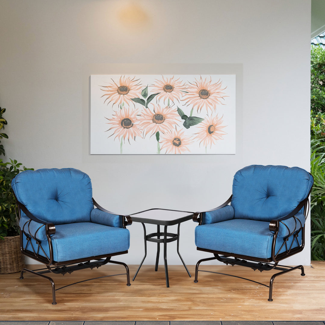 Four Seasons Courtyard Uptown 3 Piece Chat Set w/ 2 Rocker Chairs & 1 Side Table - VMInnovations