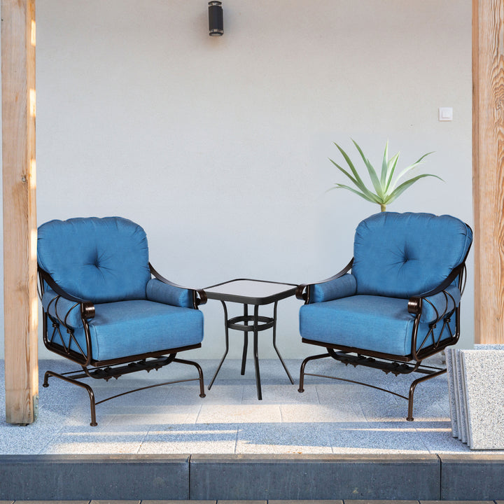 Four Seasons Courtyard Uptown 3 Piece Chat Set w/ 2 Rocker Chairs & 1 Side Table - VMInnovations