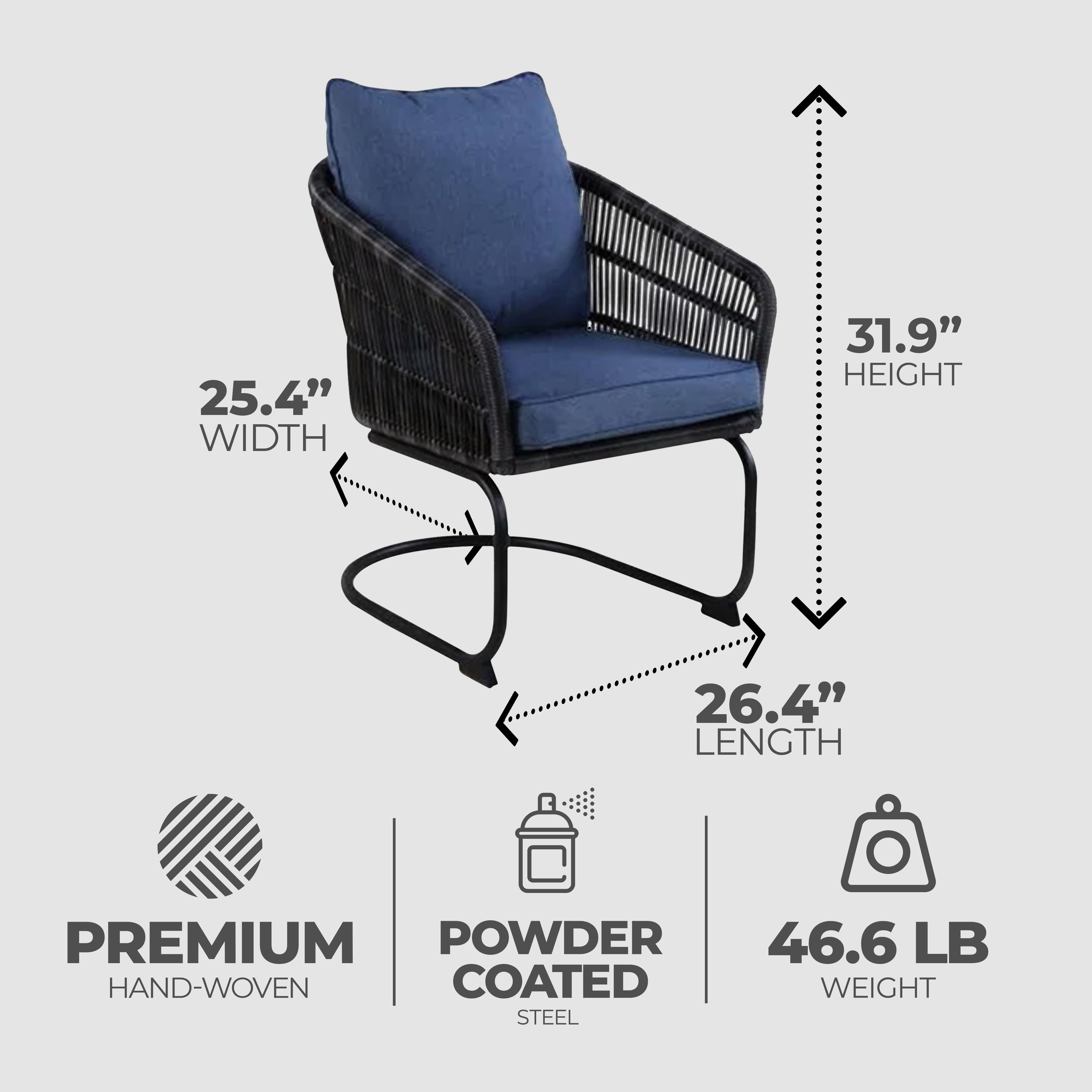 Four Seasons Courtyard Adelaide Set of 2 C Spring Cushioned Dining Chairs, Blue - VMInnovations