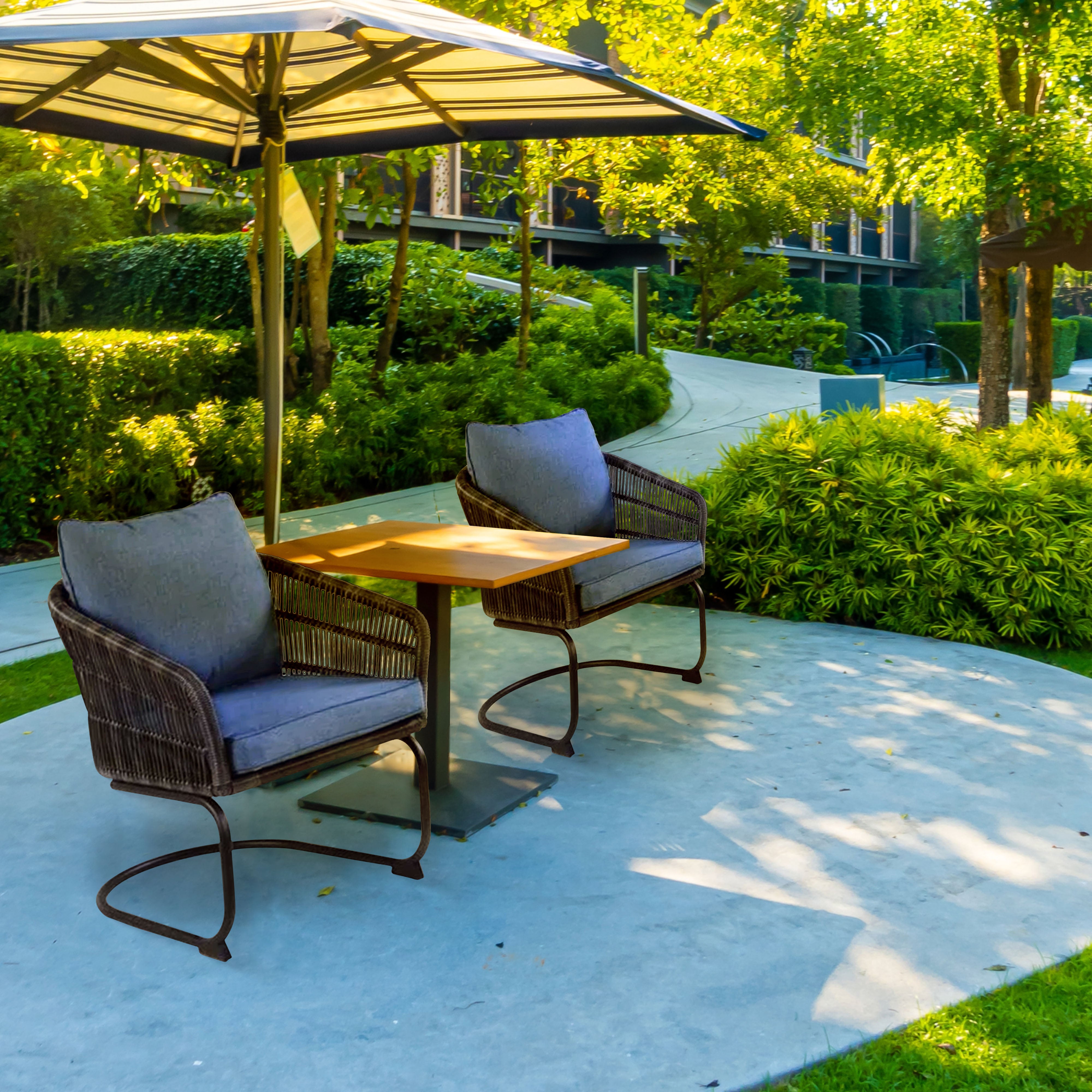 Four Seasons Adelaide Set of 2 C Spring Cushioned Dining Chairs, Blue (Used) - VMInnovations