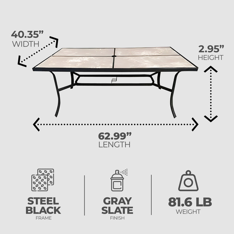 Four Seasons Courtyard Campton 70 Inch Hills Dining Table with Slate Finish