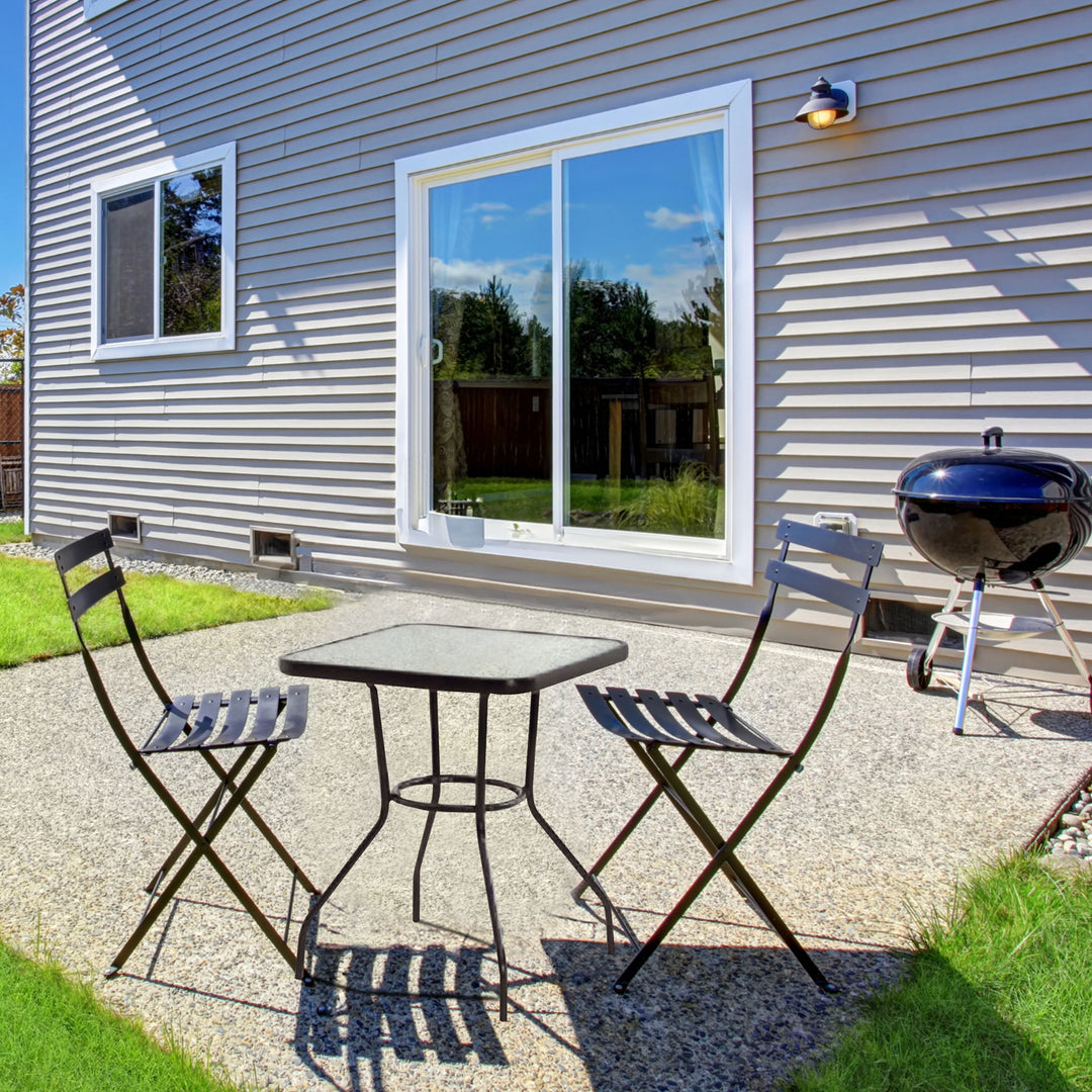 Four Seasons Courtyard Sunny Isle Glass Top Dining Table with Tempered Glass - VMInnovations