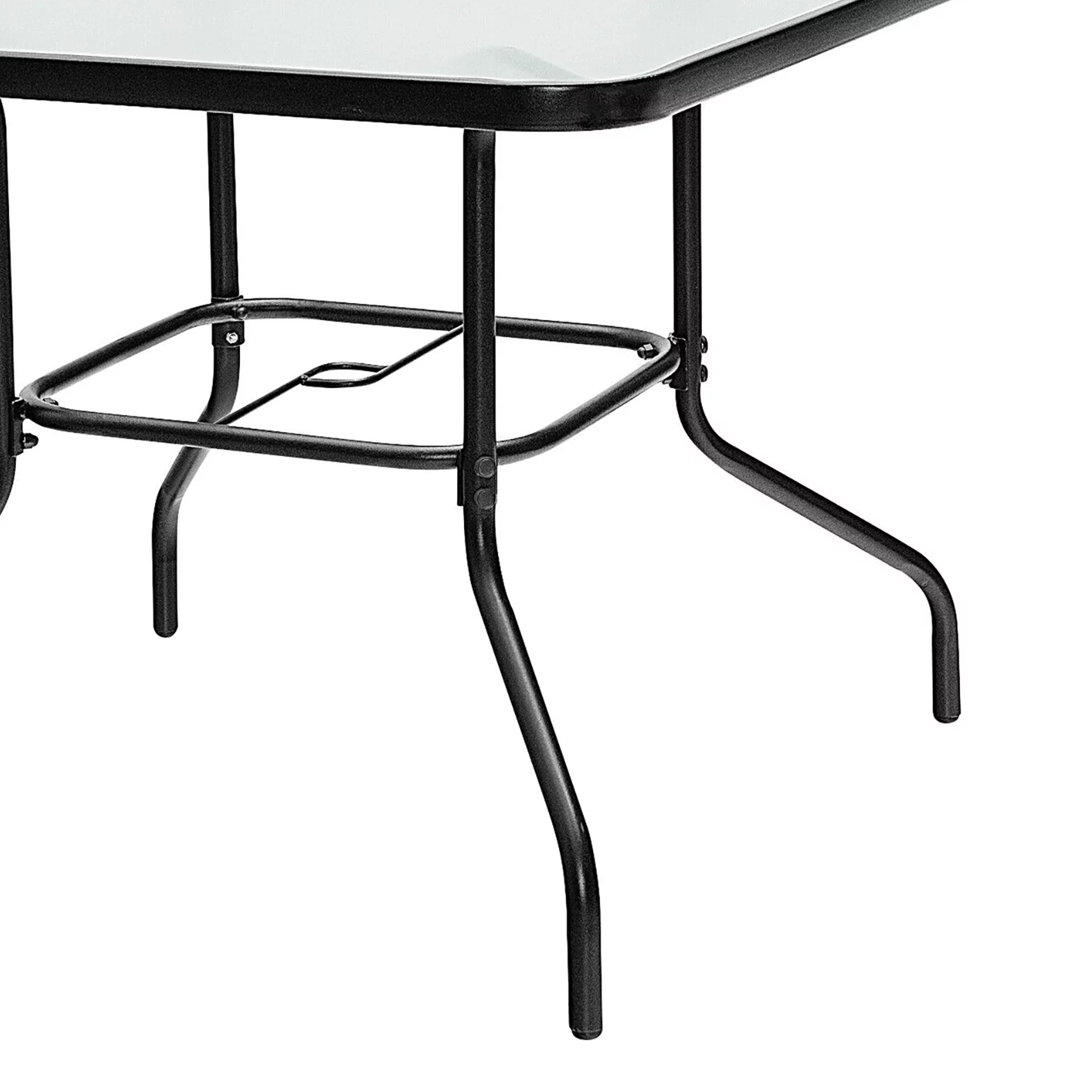 Four Seasons Courtyard Sunny Tempered Glass Top Patio Dining Table, Black (Used) - VMInnovations