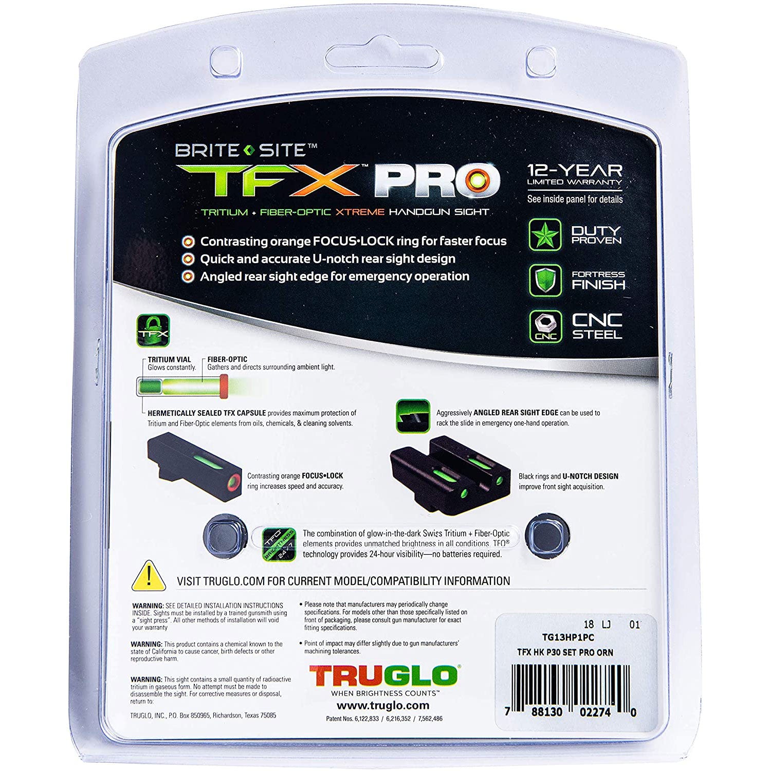 TruGlo Pro TFK Fiber Optic Tritium Handgun Sight Accessory, H&K Tactical Pistols - VMInnovations