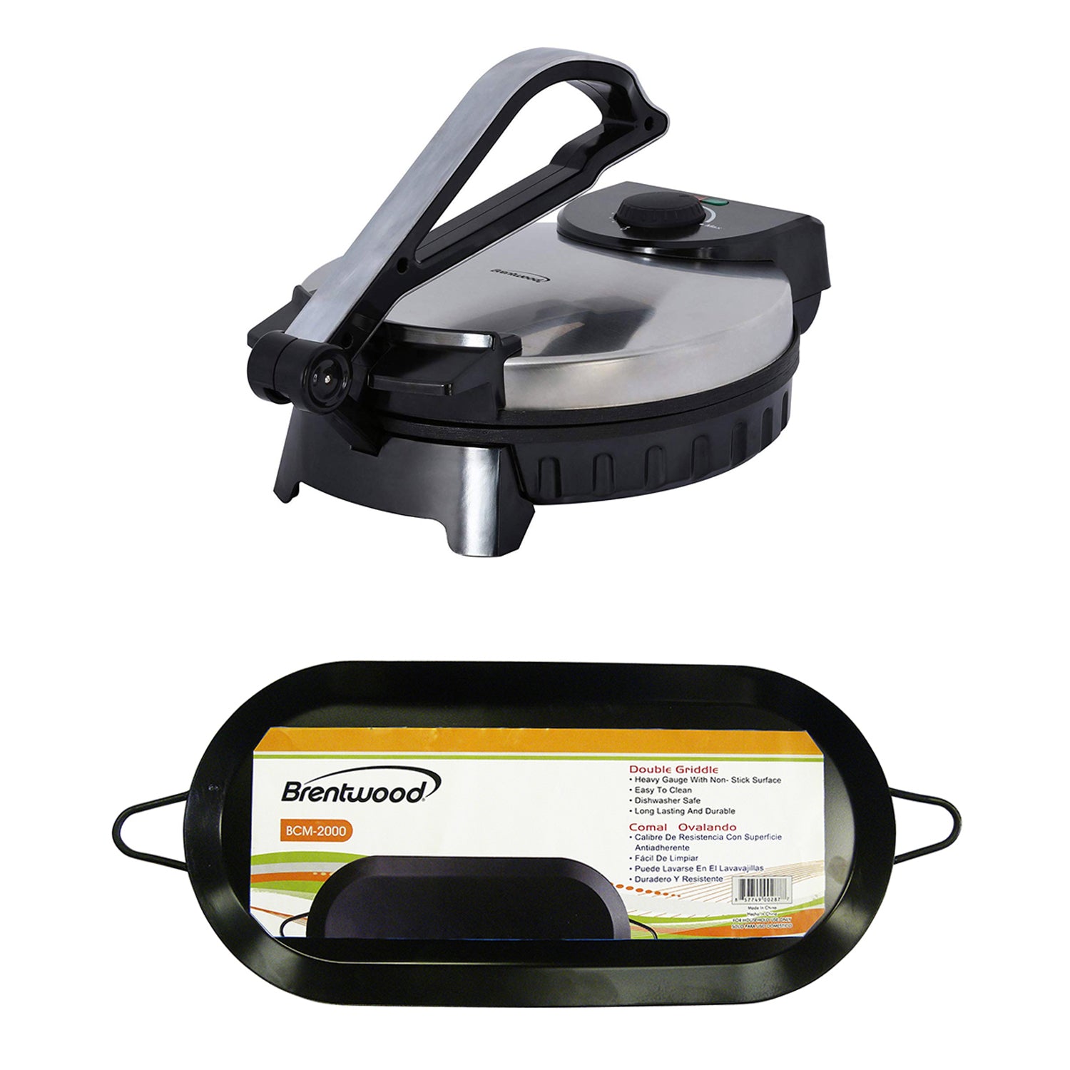 Brentwood Non-Stick Electric Tortilla Warmer & 18-Inch Dual Burner Comal Griddle