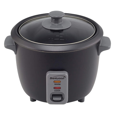 Brentwood TS-700BK 4 Cup Non Stick Rice Cooker w/ Measuring Cup & Spatula, Black