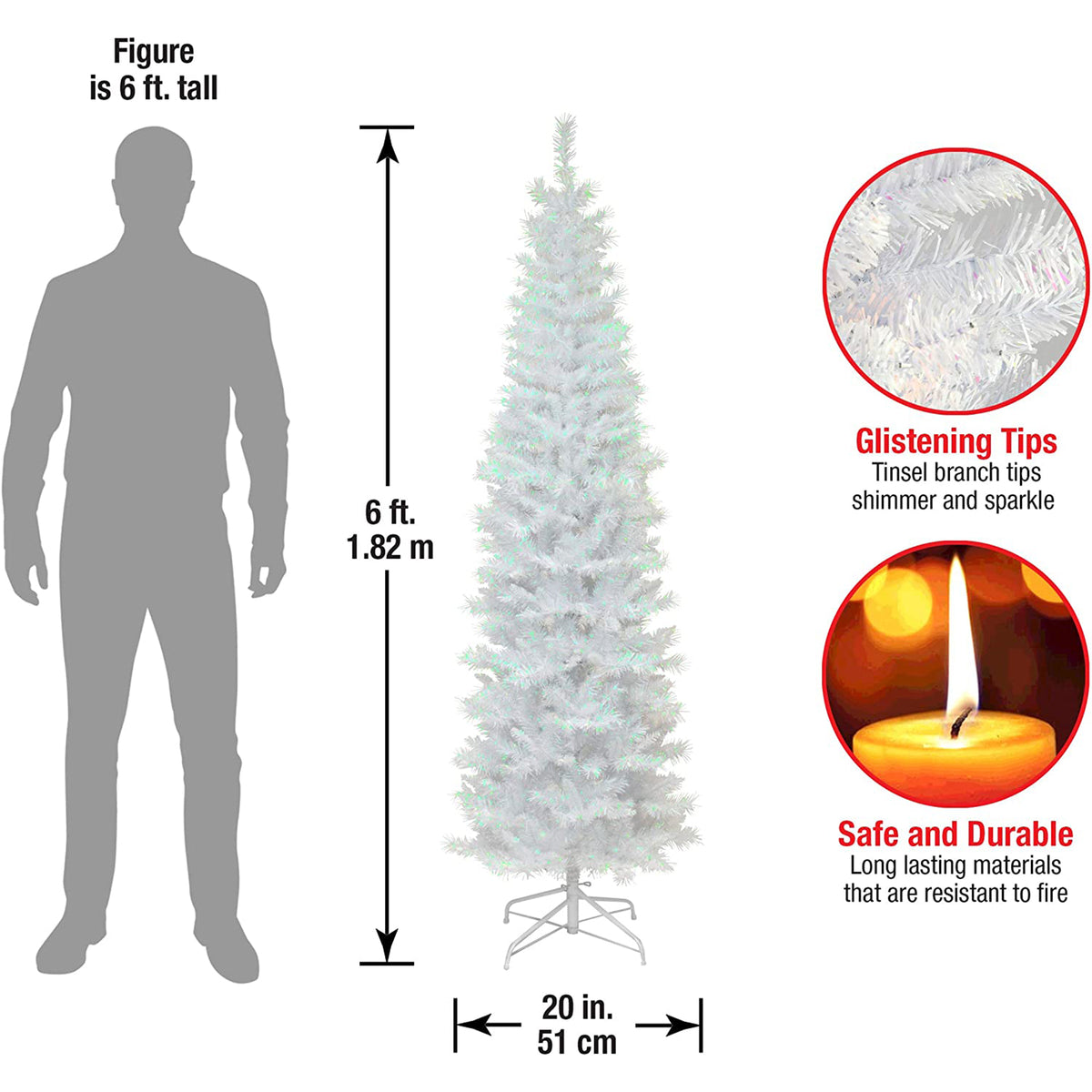 National Tree Company 6 Foot Unlit Holiday Tinsel Tree with Metal Stand, Silver