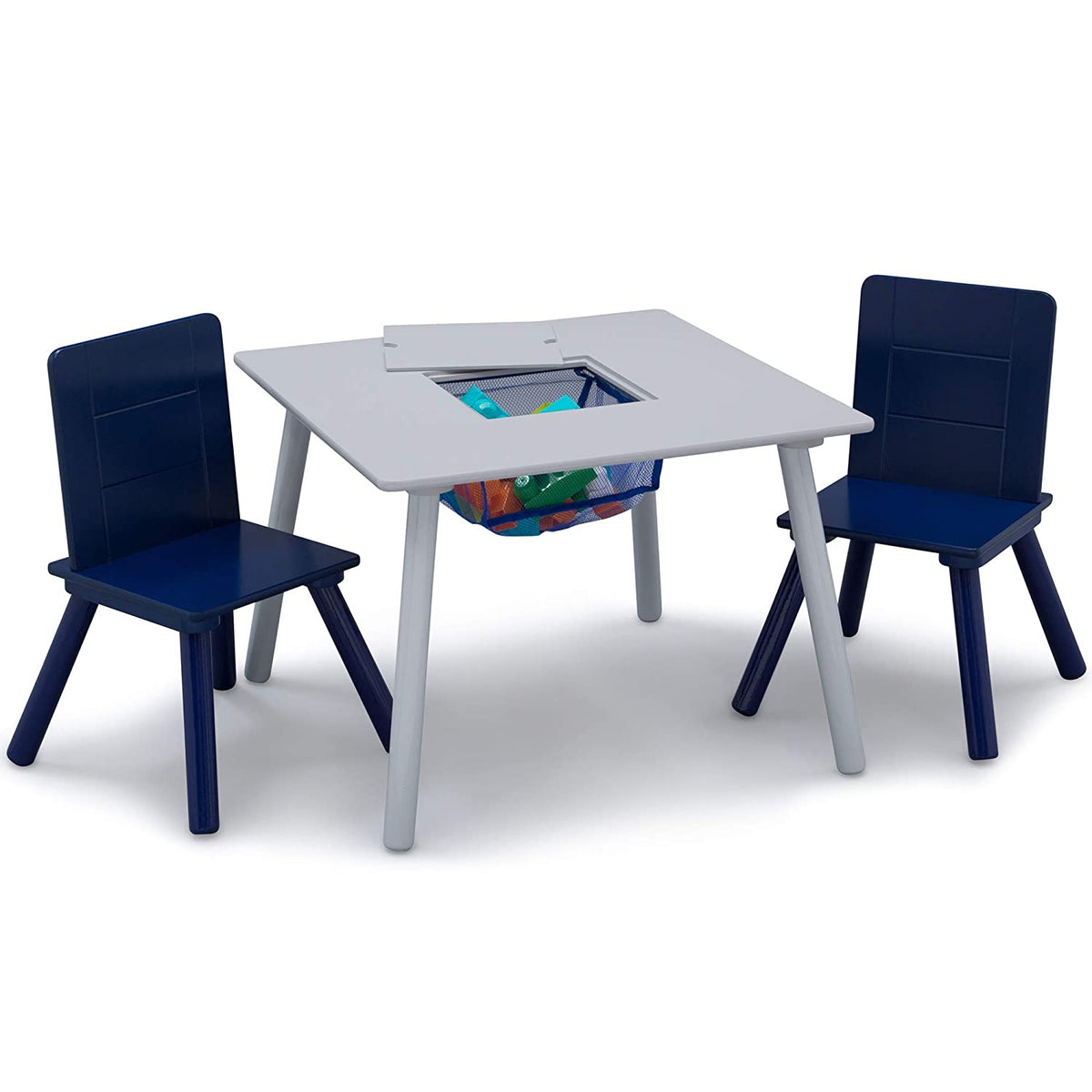 Delta Children Kids Table and 2 Chairs Set w/ Toy Collector Mesh Net (Open Box)