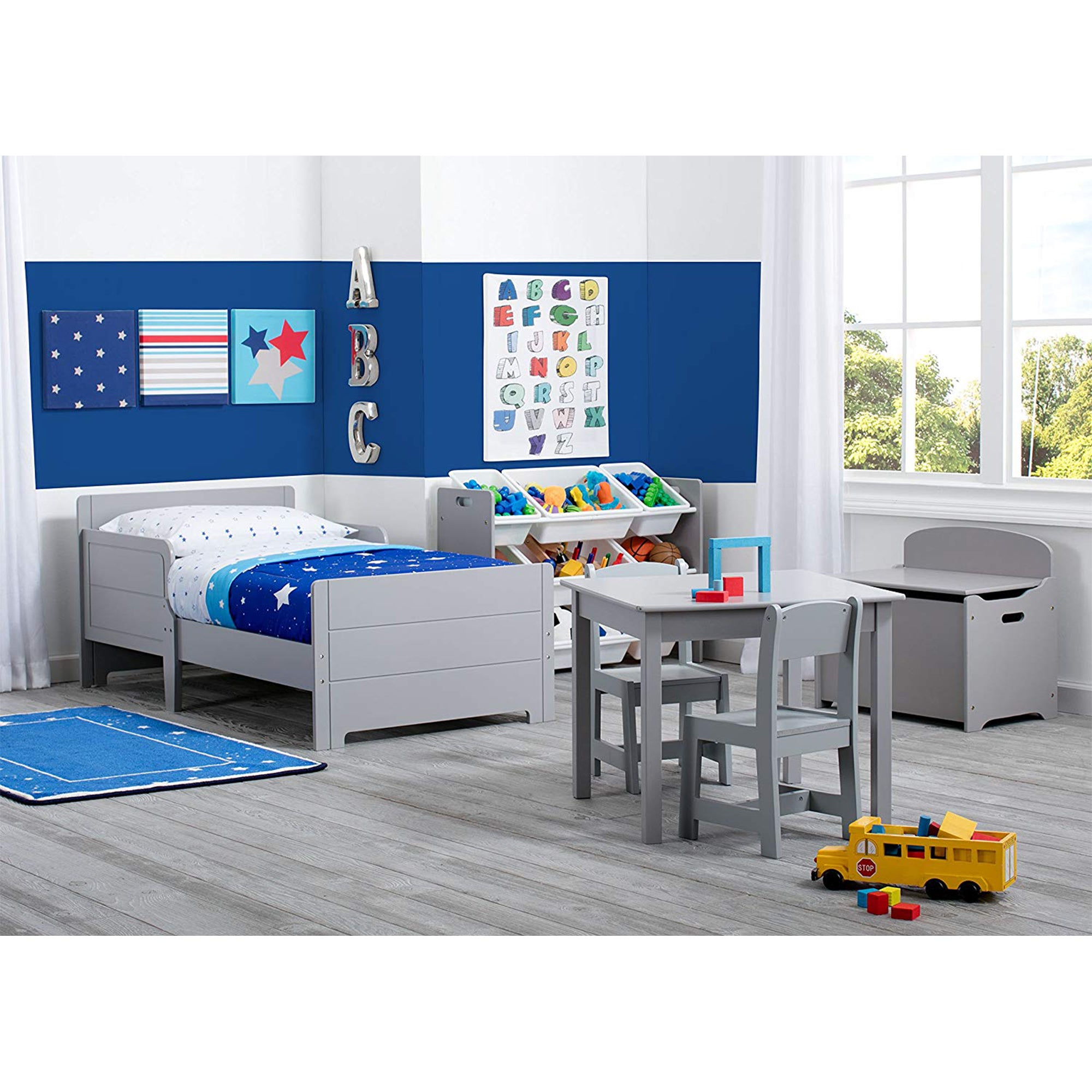 Delta Children MySize Kids Wooden Table and Chairs Sets, Grey (Open Box)